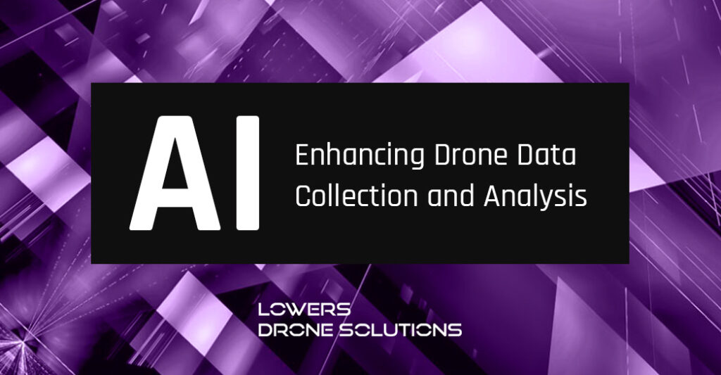 image of purple backrgound with a black box in the middle with text that reads: AI: Enhancing Drone Data Collection and Analysis.